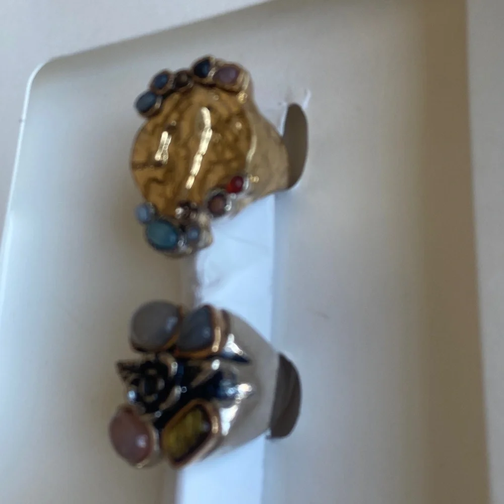 NWT Zara M 2 Pack Resin Stones Rings